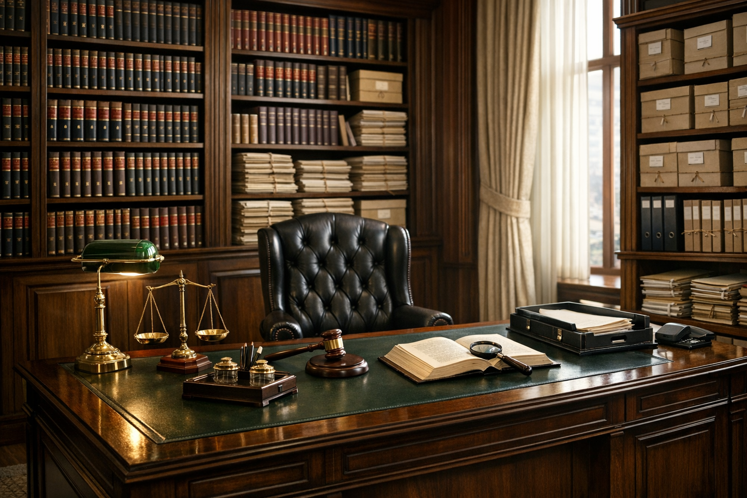 O nas – standardy kancelarii syndyka: puste biuro z dokumentami i kodeksami